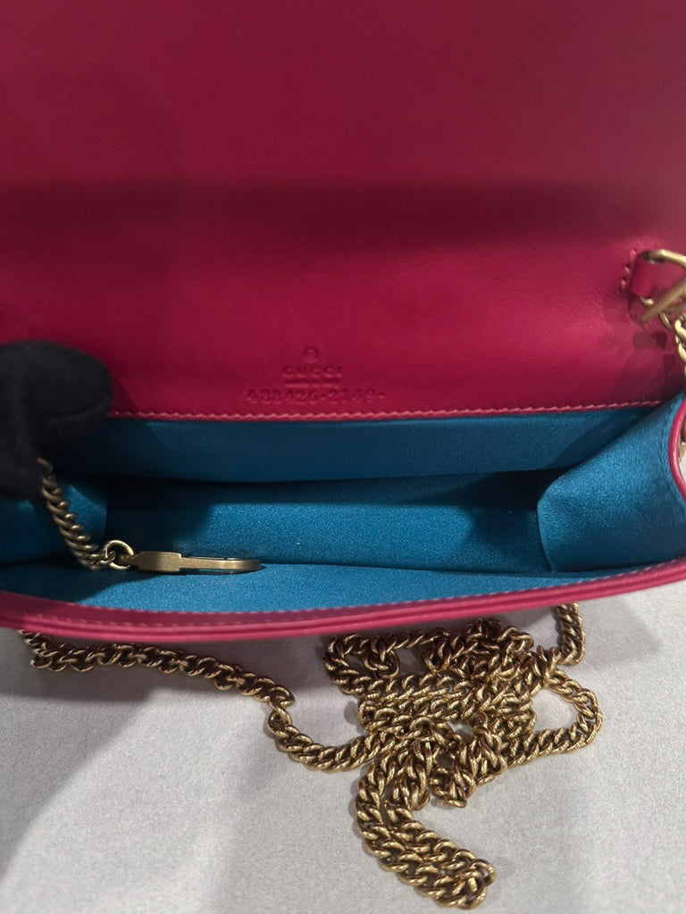 Gucci GG Marmont Pink Velvet Love Pearl Rose Embroidered Crossbody Bag