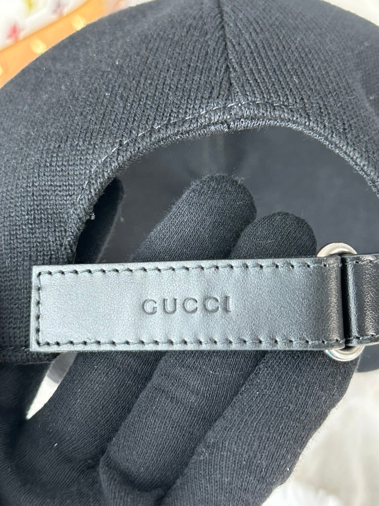 Gucci Wool Embroidered - Size M (58cm) - Black Logo Baseball Hat