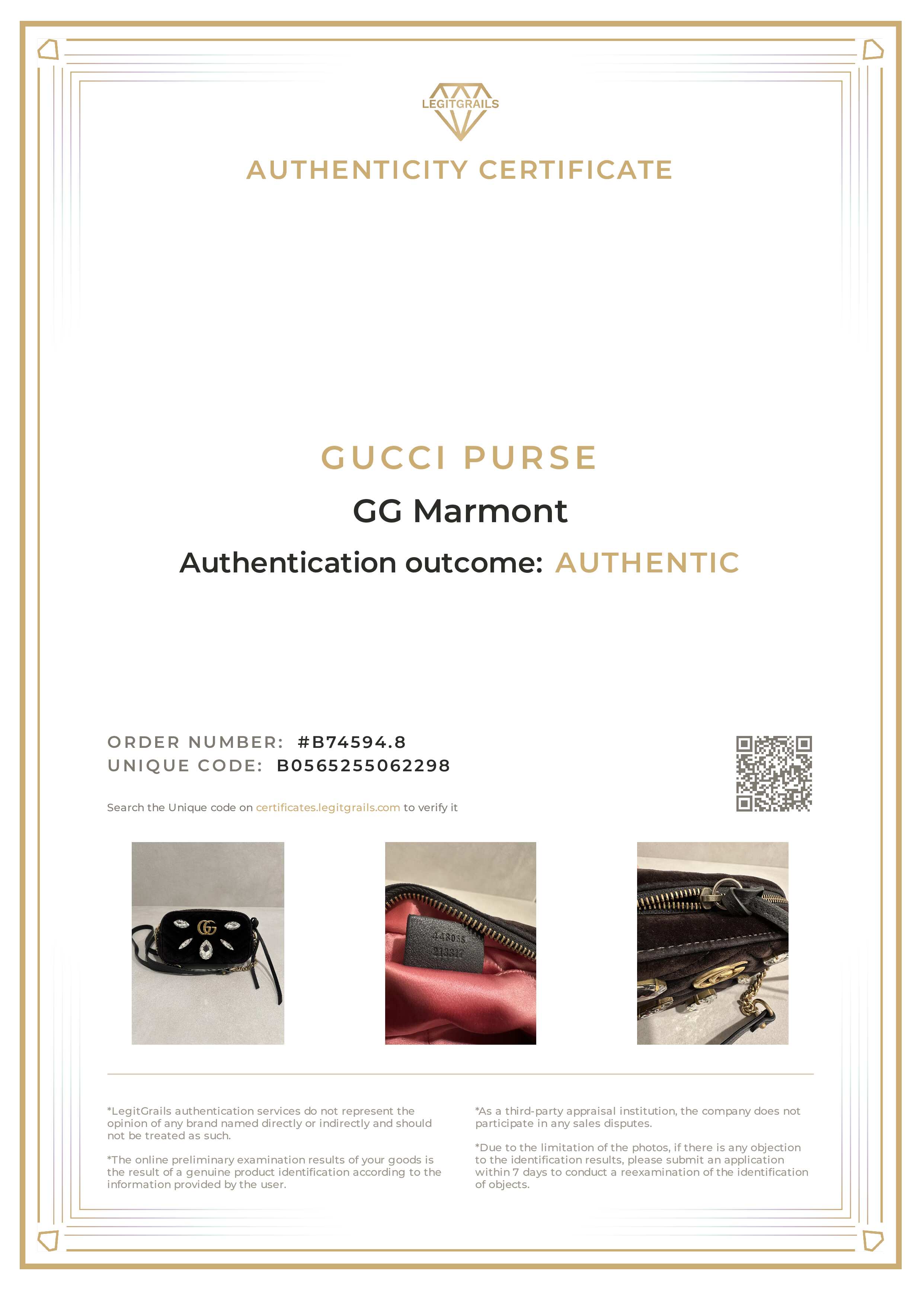 Gucci GG Marmont Black Velvet Crystal Crossbody Camera Bag