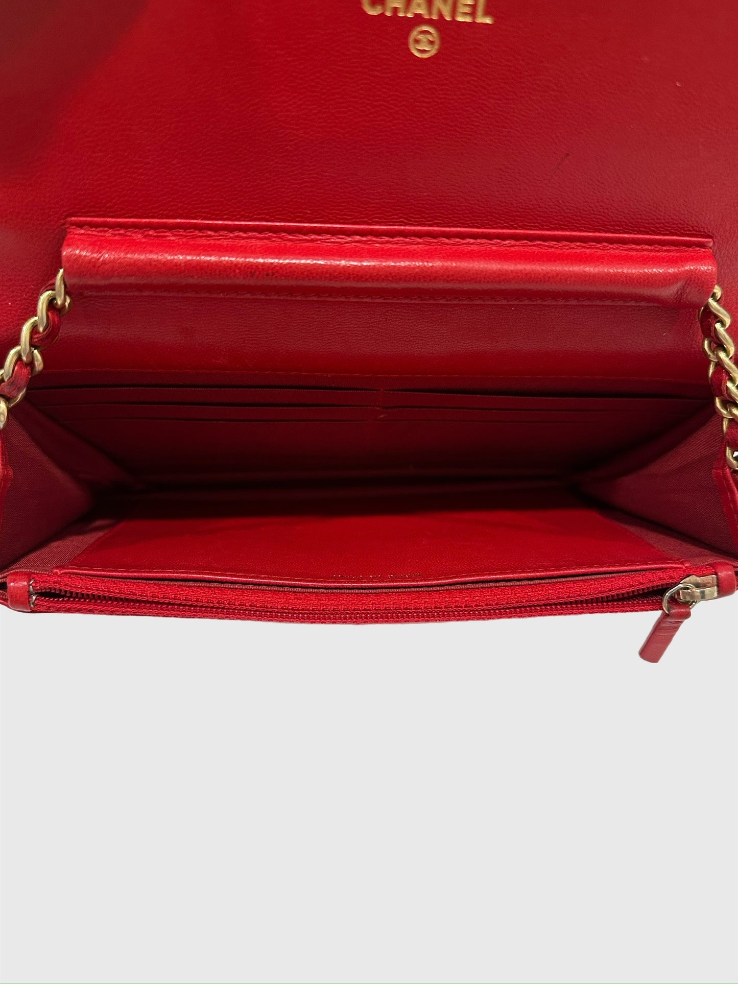 Chanel Boy Red Quilted Lambskin Crossbody Wallet on Chain WOC