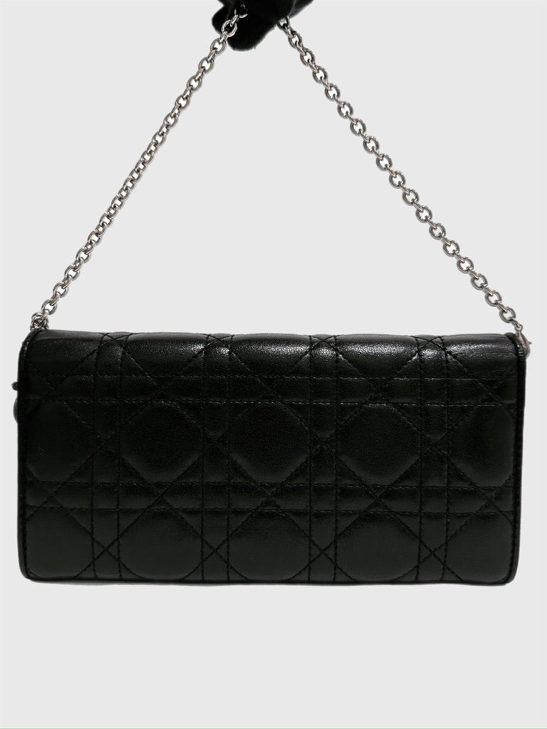 Christian Dior Black Cannage Leather Wallet On Chain WOC