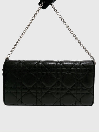 Christian Dior Black Cannage Leather Wallet On Chain WOC