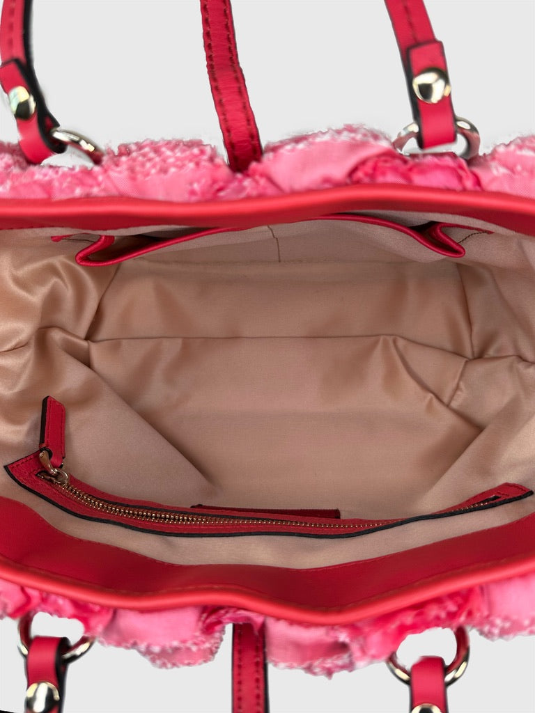 Valentino Garavani Rosier Medium Tote w/Real Pink and Black Fabric Rosettes