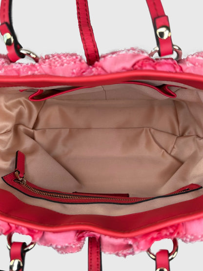 Valentino Garavani Rosier Medium Tote w/Real Pink and Black Fabric Rosettes