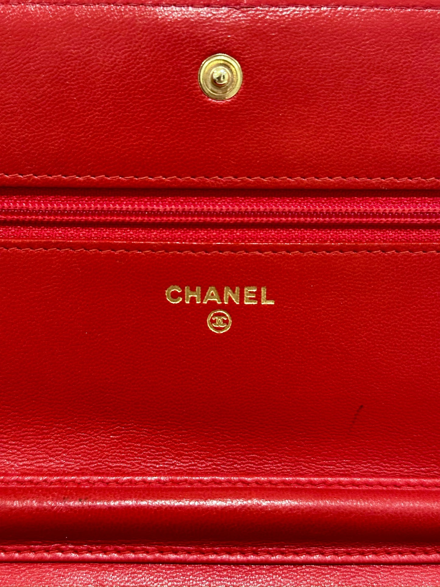 Chanel Boy Red Quilted Lambskin Crossbody Wallet on Chain WOC