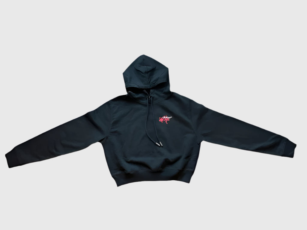 Off-White Women's XS Black/Red Cropped Hoodie