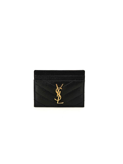 Pre-Owned Saint Laurent Matelasse Monogram Cardholder Leather Card Holder