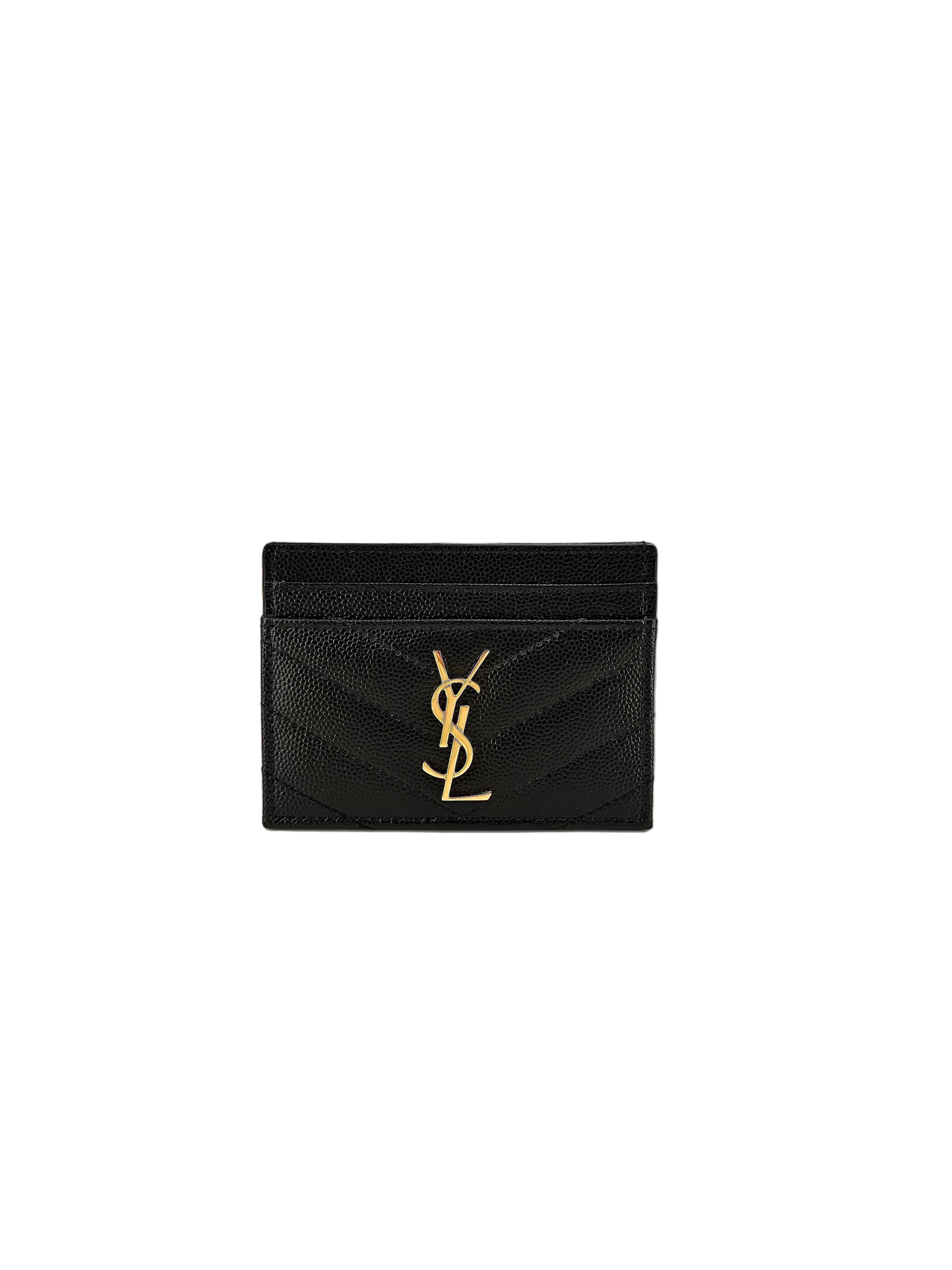 Pre-Owned Saint Laurent Matelasse Monogram Cardholder Leather Card Holder