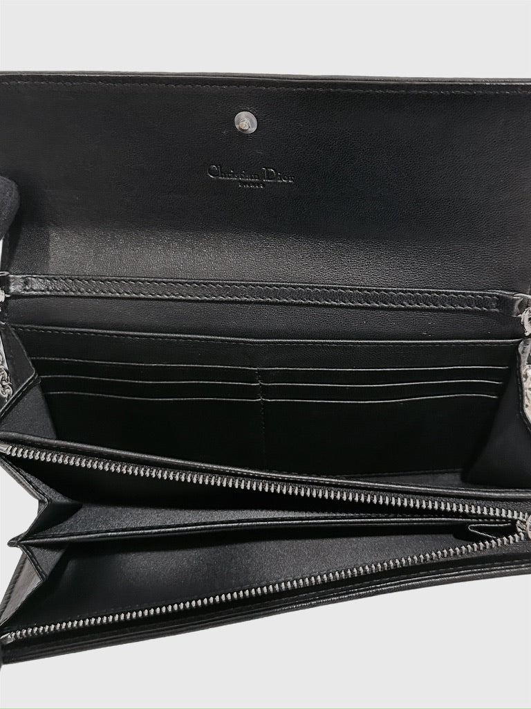 Christian Dior Black Cannage Leather Wallet On Chain WOC
