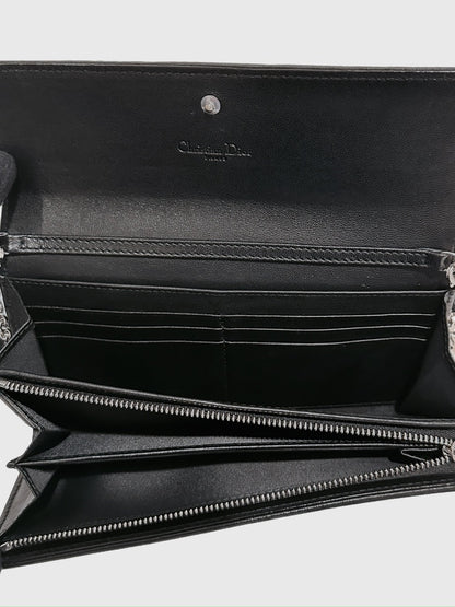 Christian Dior Black Cannage Leather Wallet On Chain WOC