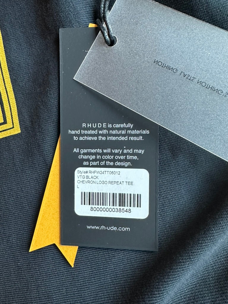 Rhude Men's Large Chevron Logo Repeat Tee Vintage Black