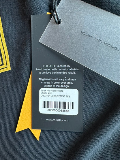 Rhude Men's Large Chevron Logo Repeat Tee Vintage Black