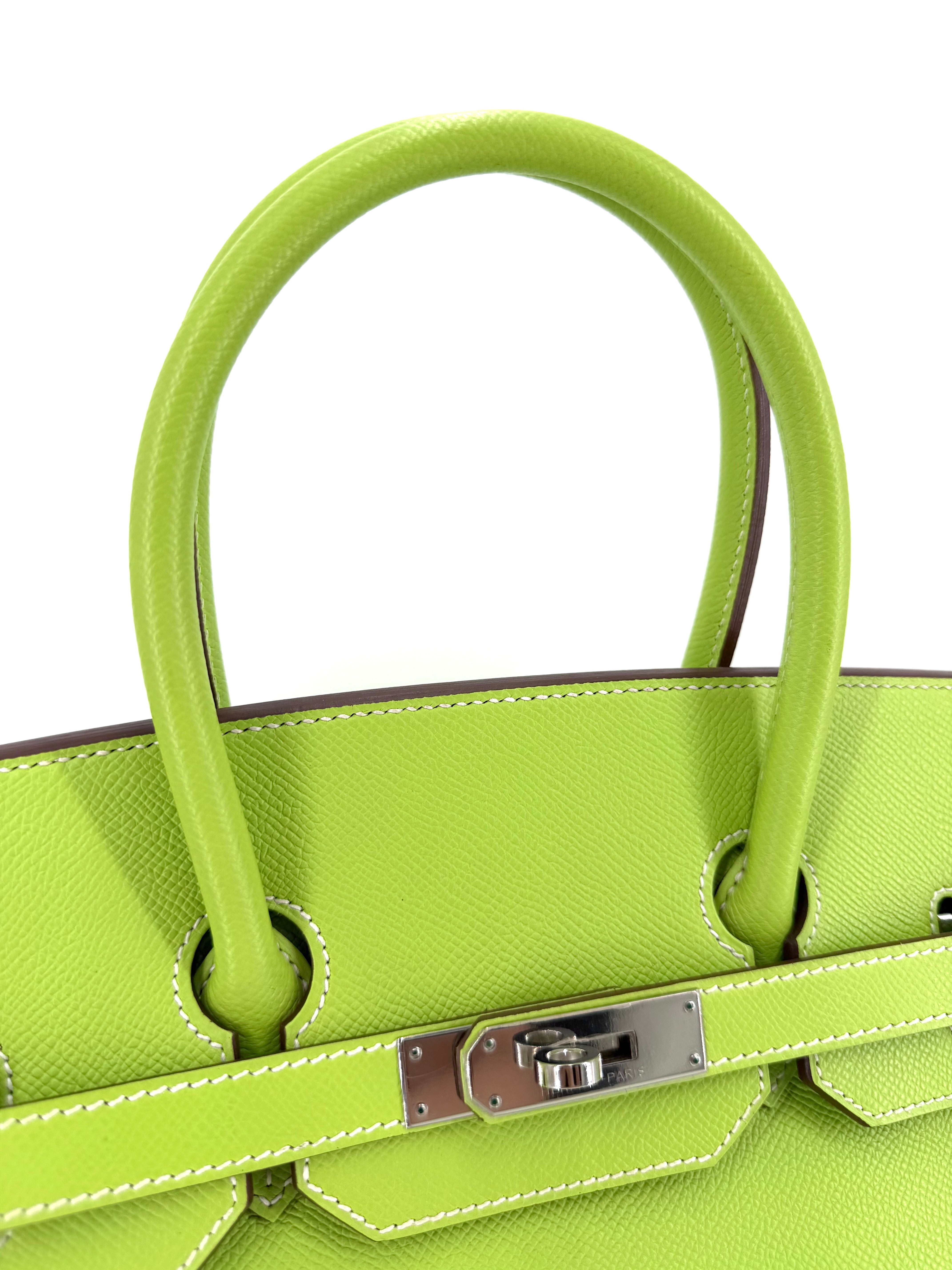 Pre-Owned Hermes Birkin 35 Kiwi Candy Epsom Leather Palladium Hardware Handbag