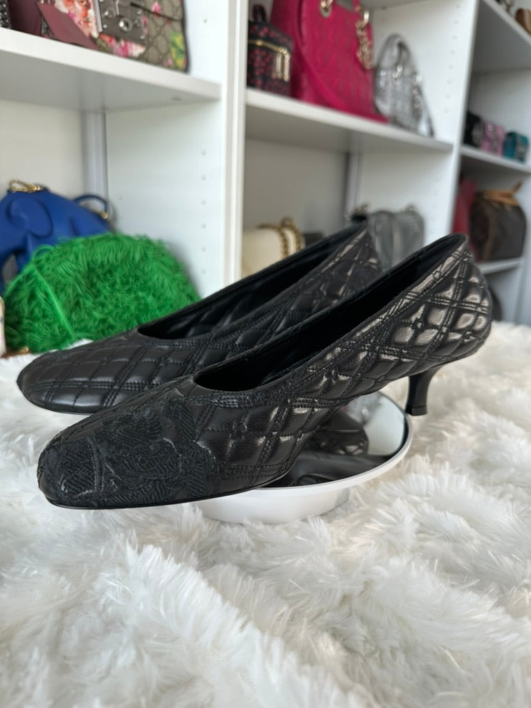 Burberry Women's Size 9 US | 39 EU Black Quilted Leather Baby Pumps