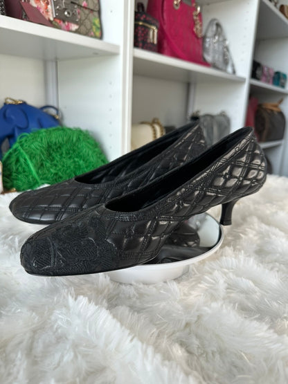 Burberry Women's Size 9 US | 39 EU Black Quilted Leather Baby Pumps
