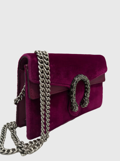 Gucci Purple Velvet Crystal Dionysus Super Mini Bag