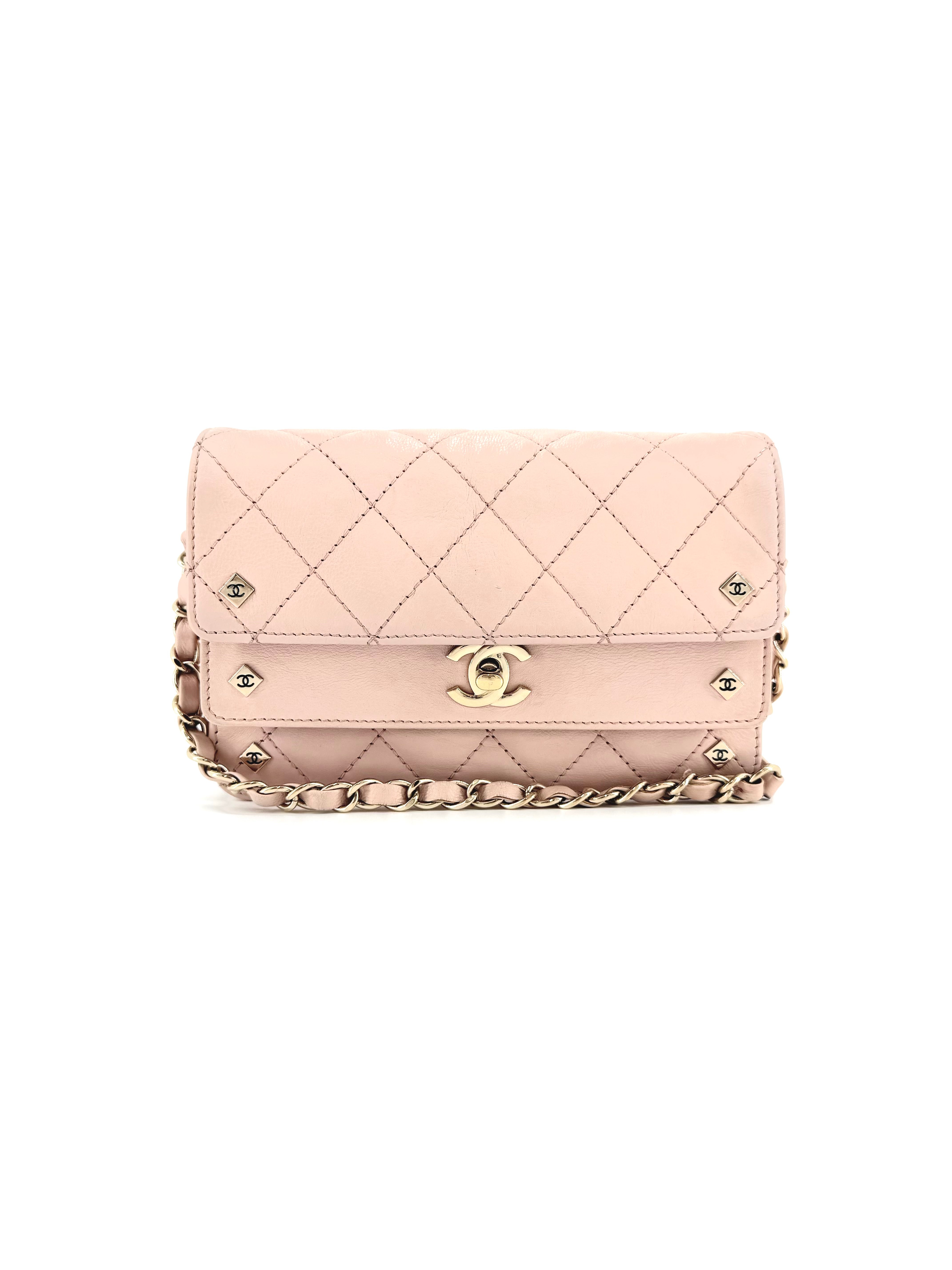 Pre-Owned Chanel Quilted Calfskin Timeless Double Flap Light Pink Crossbody Bag