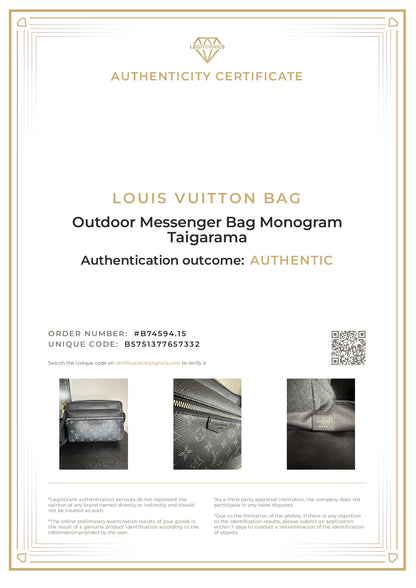 Louis Vuitton Outdoor Messenger Black Monogram Eclipse Taigarama Bag