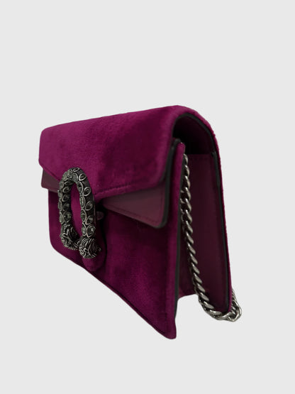 Gucci Purple Velvet Crystal Dionysus Super Mini Bag