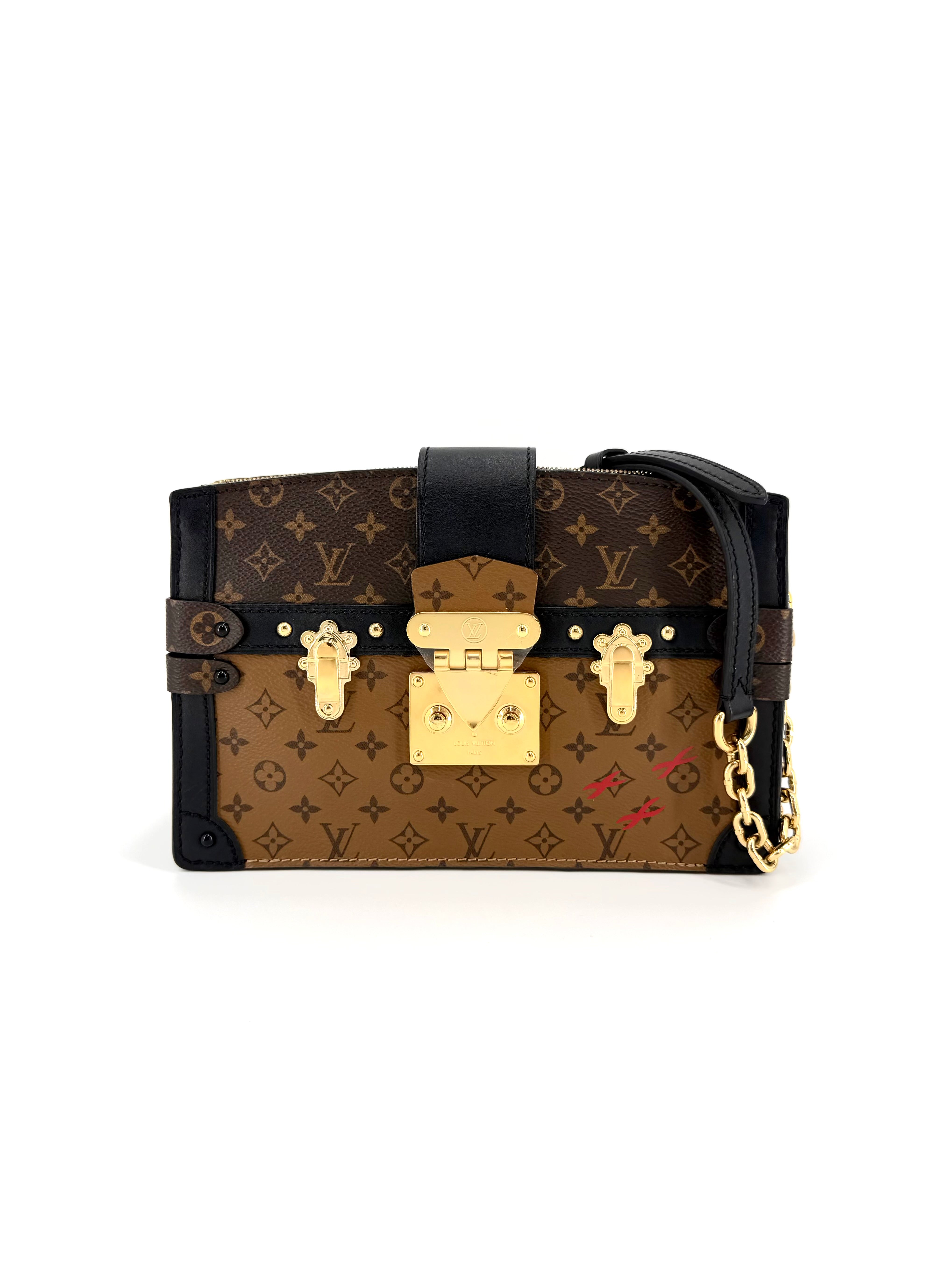 Pre-Owned Louis Vuitton Reverse Monogram Trunk Clutch with Strap