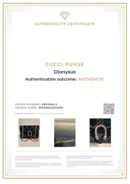 Gucci GG Navy Blue Velvet Crystal Dionysus Small Crossbody Bag