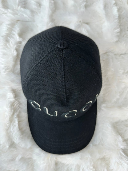 Gucci Wool Embroidered - Size M (58cm) - Black Logo Baseball Hat
