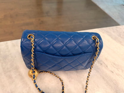 Chanel Mini Rectangle Blue Pearl Crush Adjustable Flap Bag