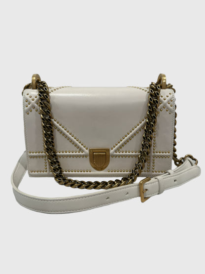 Christian Dior Cream Lambskin Studded Diorama Small Crossbody Bag
