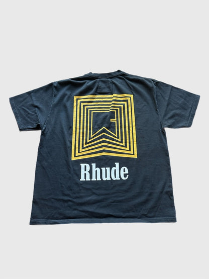 Rhude Men's Large Chevron Logo Repeat Tee Vintage Black