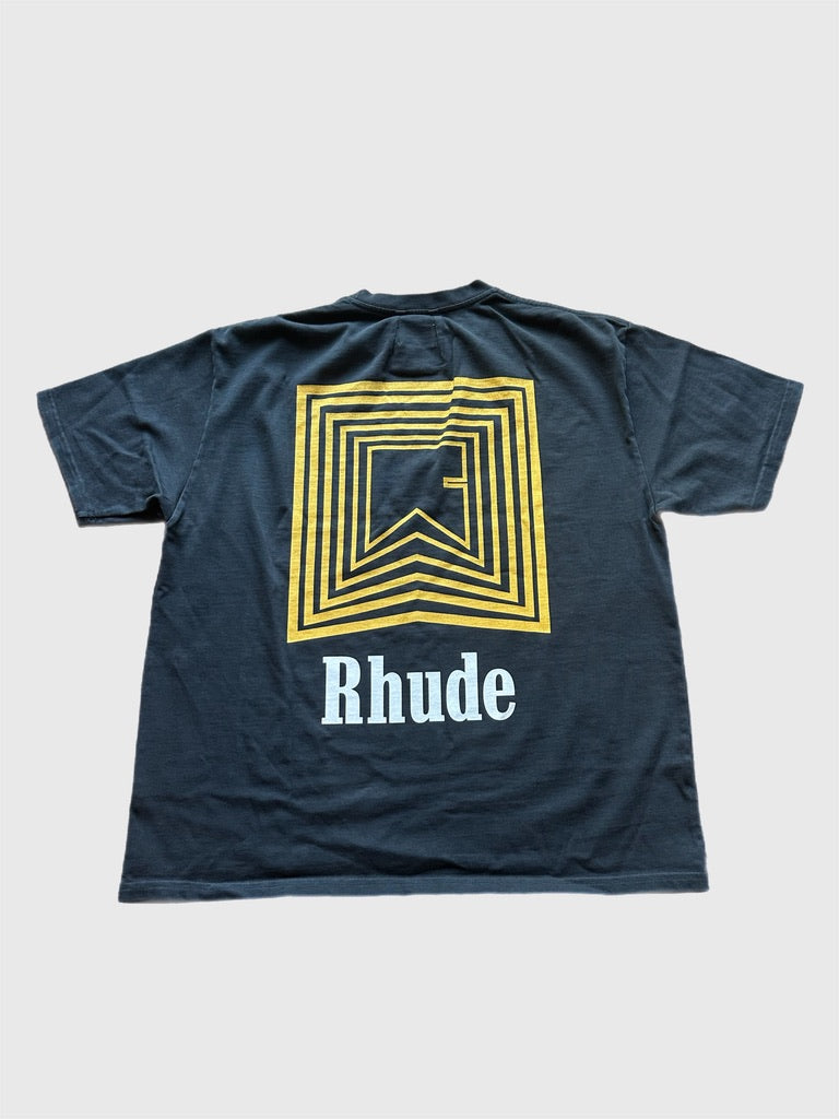 Rhude Men's Large Chevron Logo Repeat Tee Vintage Black