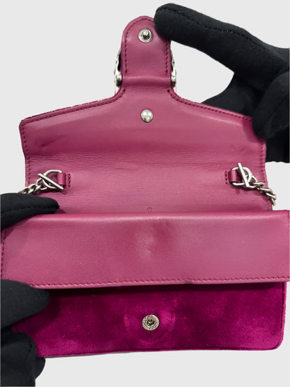 Gucci Purple Velvet Crystal Dionysus Super Mini Bag