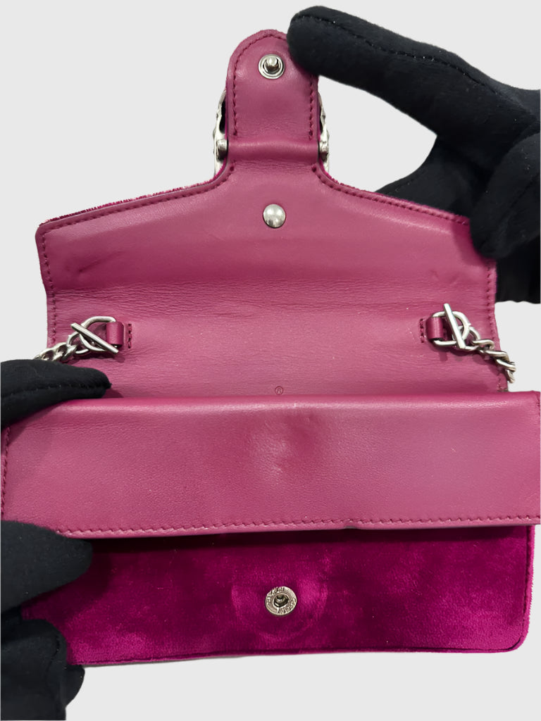 Gucci Purple Velvet Crystal Dionysus Super Mini Bag