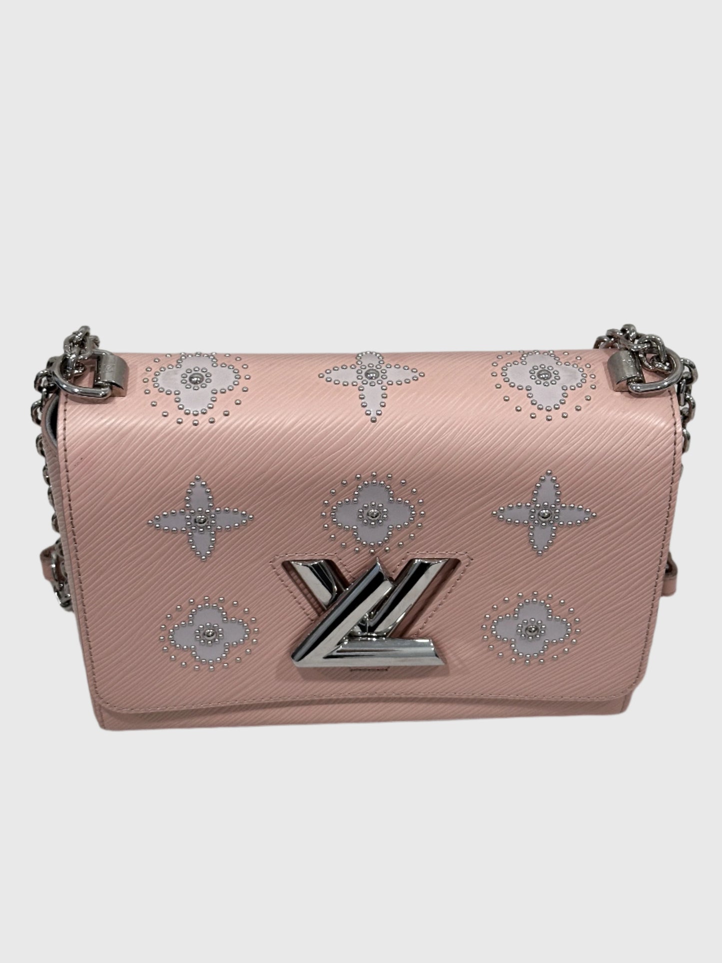 Louis Vuitton Epi Leather Twist MM Pink Monogram Studded Flower Crossbody Bag