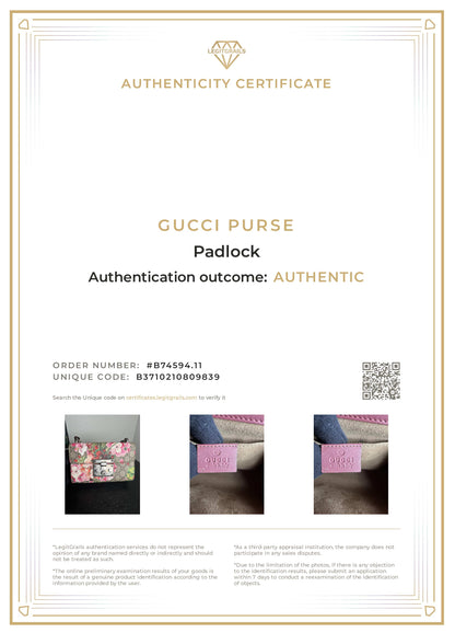 Gucci GG Blooms Floral Red Pink Padlock Canvas Crossbody Bag