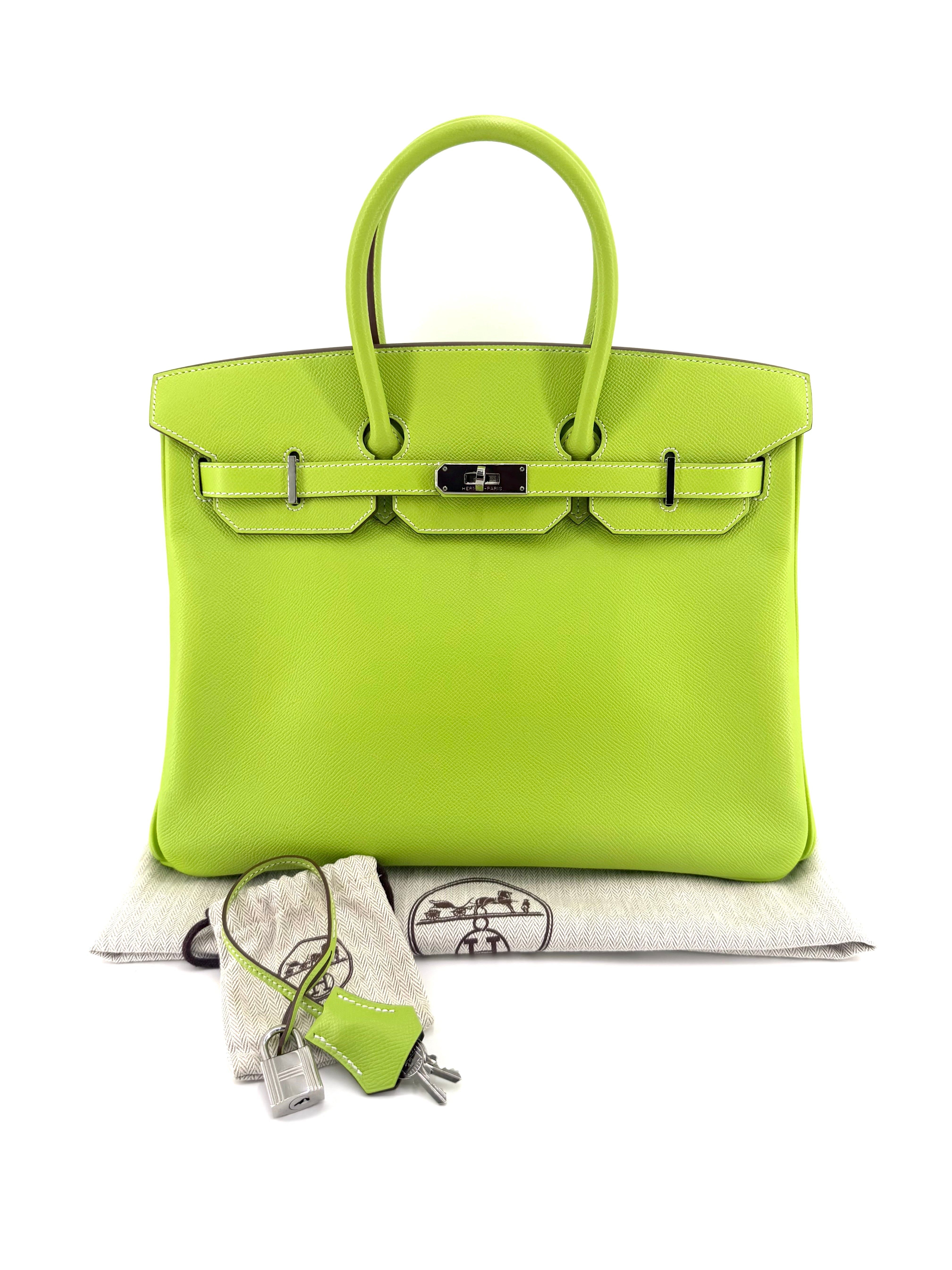 Pre-Owned Hermes Birkin 35 Kiwi Candy Epsom Leather Palladium Hardware Handbag
