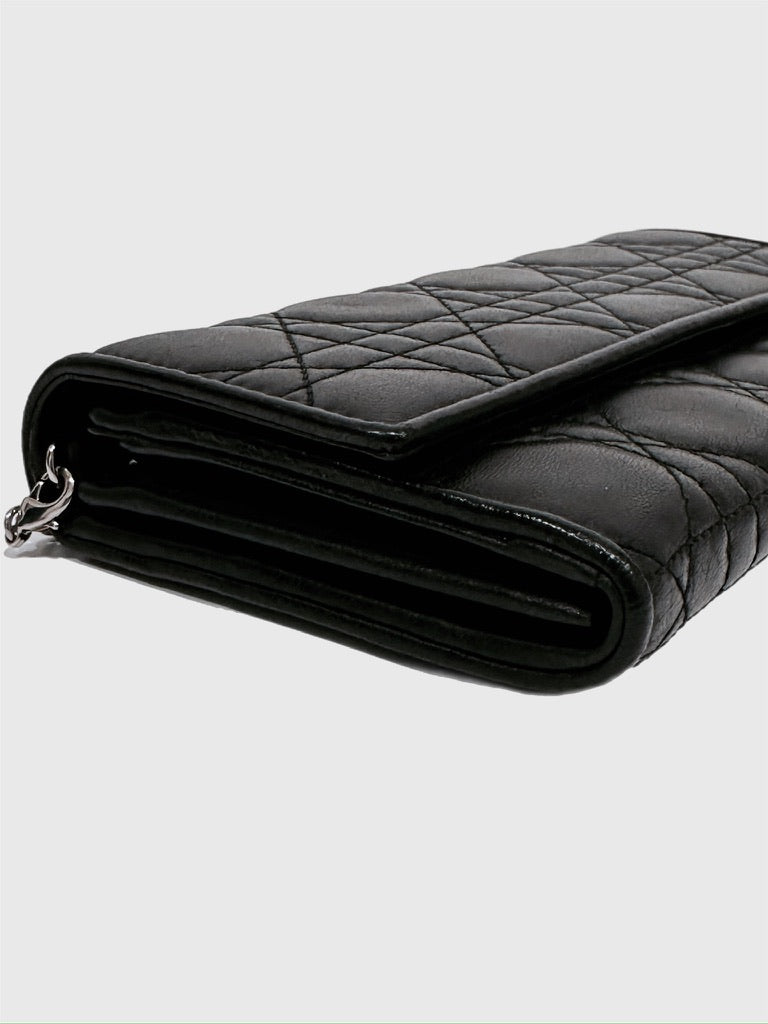 Christian Dior Black Cannage Leather Wallet On Chain WOC