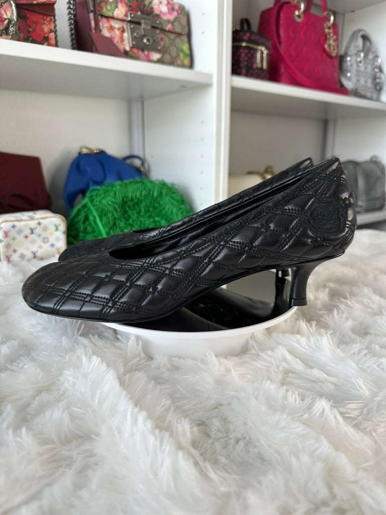 Burberry Women's Size 9 US | 39 EU Black Quilted Leather Baby Pumps