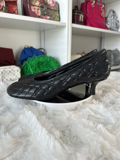Burberry Women's Size 9 US | 39 EU Black Quilted Leather Baby Pumps