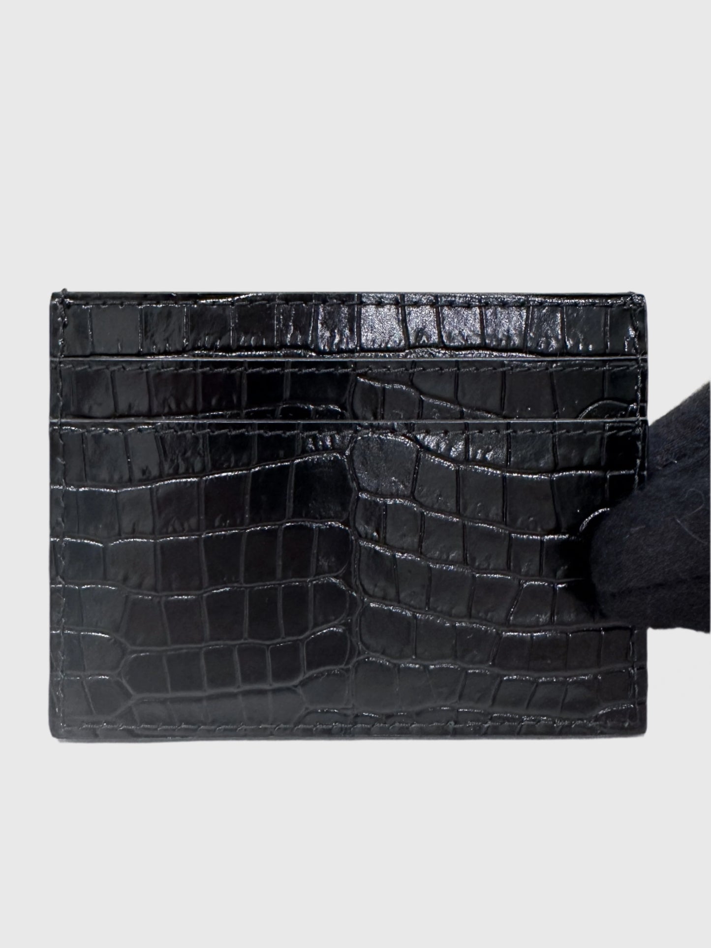 YSL Saint Laurent Cassandre Crocodile Embossed Leather Card Case