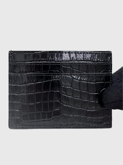 YSL Saint Laurent Cassandre Crocodile Embossed Leather Card Case