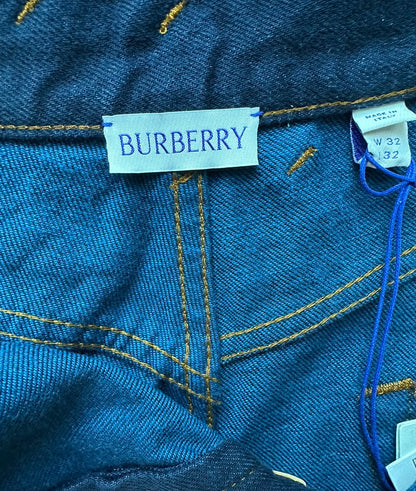 Burberry Men's Size 32 Indigo Blue Rose Print Cuffs Straight Leg Jeans