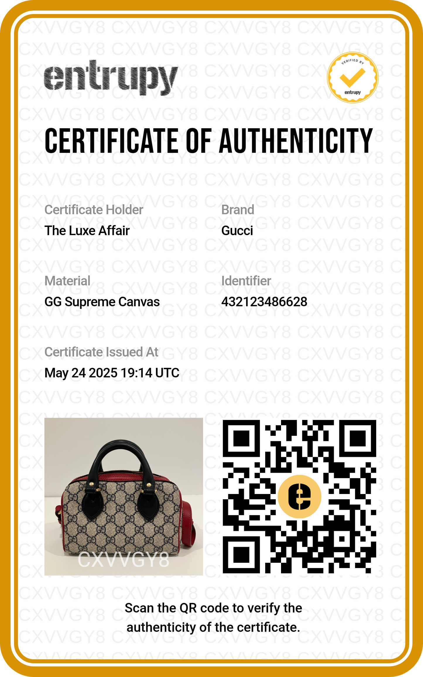 Gucci GG Boston Supreme Beige Canvas Navy Handles Crossbody Mini Bag