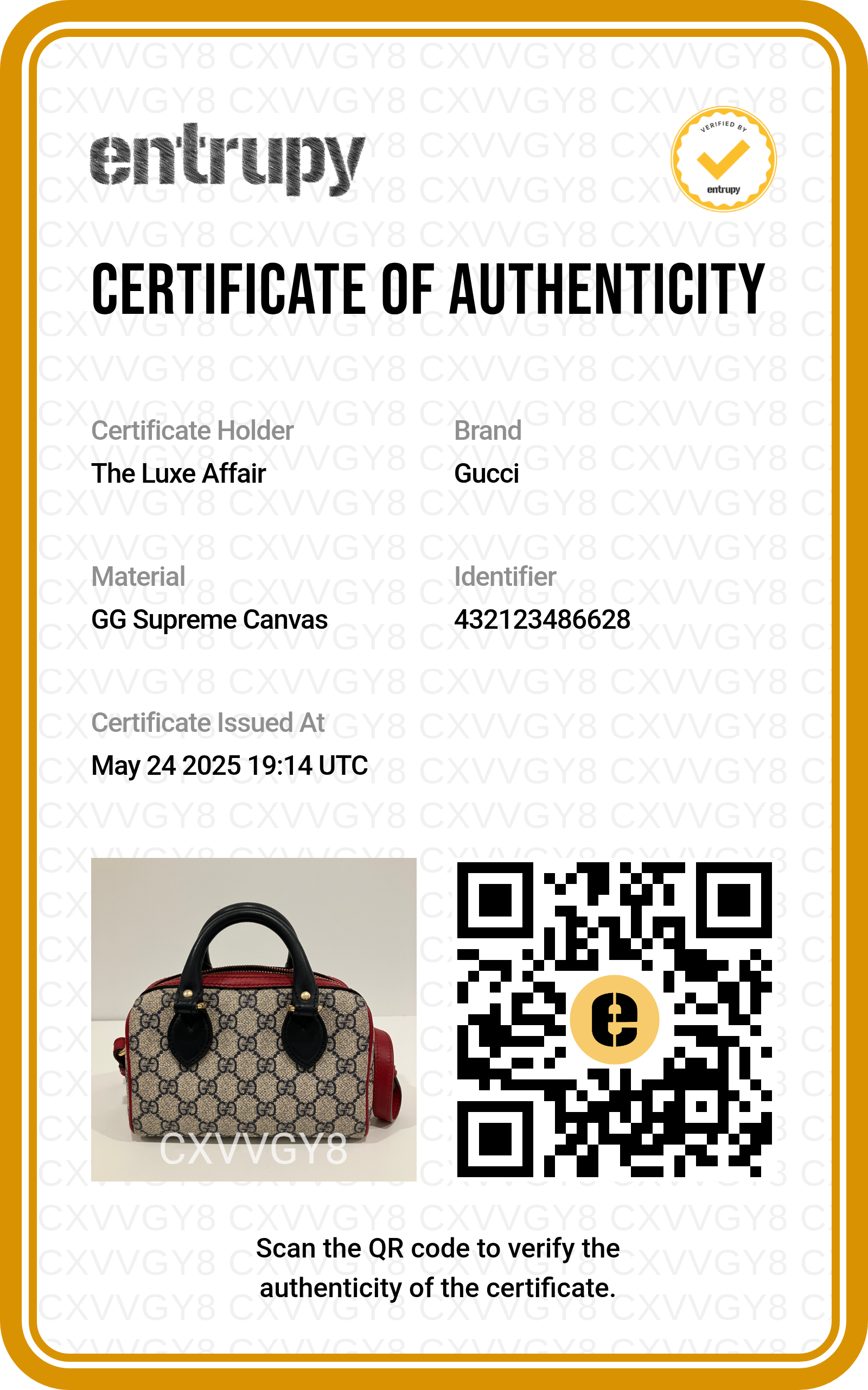 Gucci GG Boston Supreme Beige Canvas Navy Handles Crossbody Mini Bag