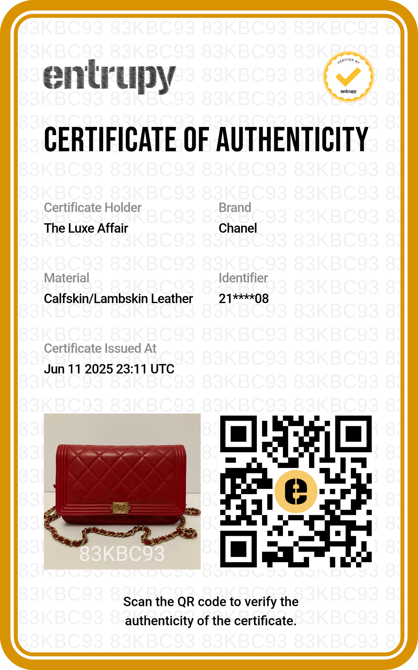Chanel Boy Red Quilted Lambskin Crossbody Wallet on Chain WOC