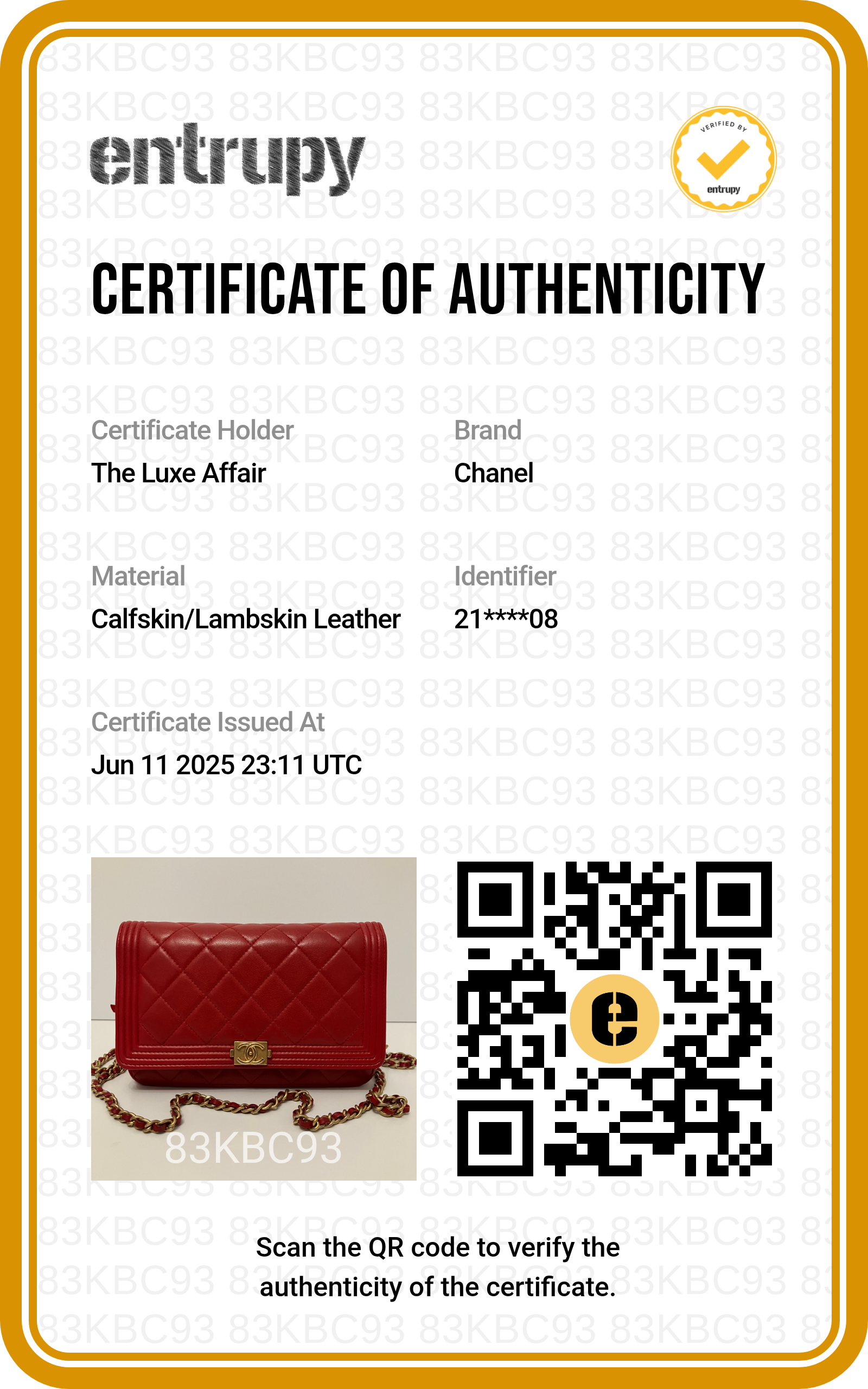 Chanel Boy Red Quilted Lambskin Crossbody Wallet on Chain WOC