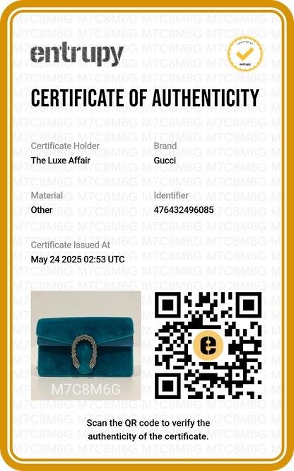 Gucci Teal Velvet Crystal Dionysus Super Mini Bag