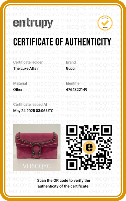 Gucci Pink Velvet Crystal Dionysus Super Mini Bag