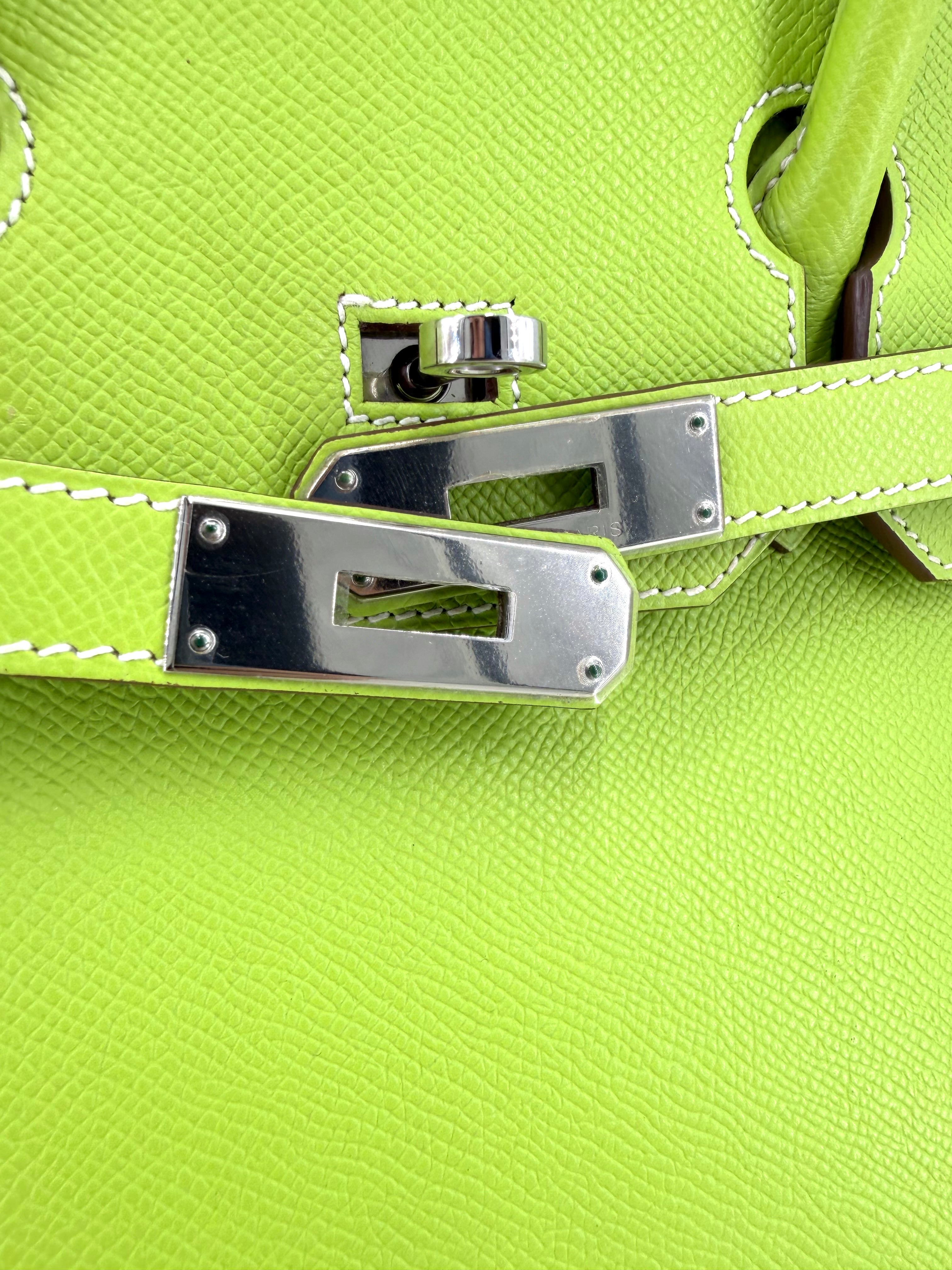 Pre-Owned Hermes Birkin 35 Kiwi Candy Epsom Leather Palladium Hardware Handbag