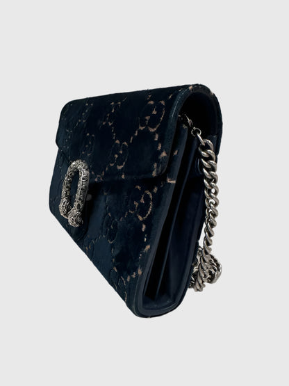 Gucci GG Navy Blue Velvet Crystal Dionysus Small Crossbody Bag