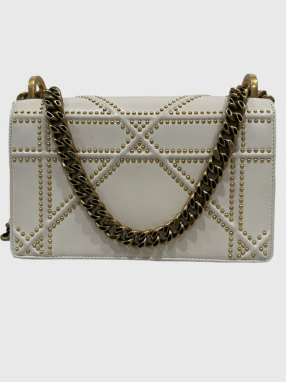 Christian Dior Cream Lambskin Studded Diorama Small Crossbody Bag